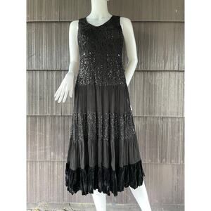 🔥Reba Sequins Tiered Lace Velvet Cocktail Evening Party Romantic Midi Dress 4